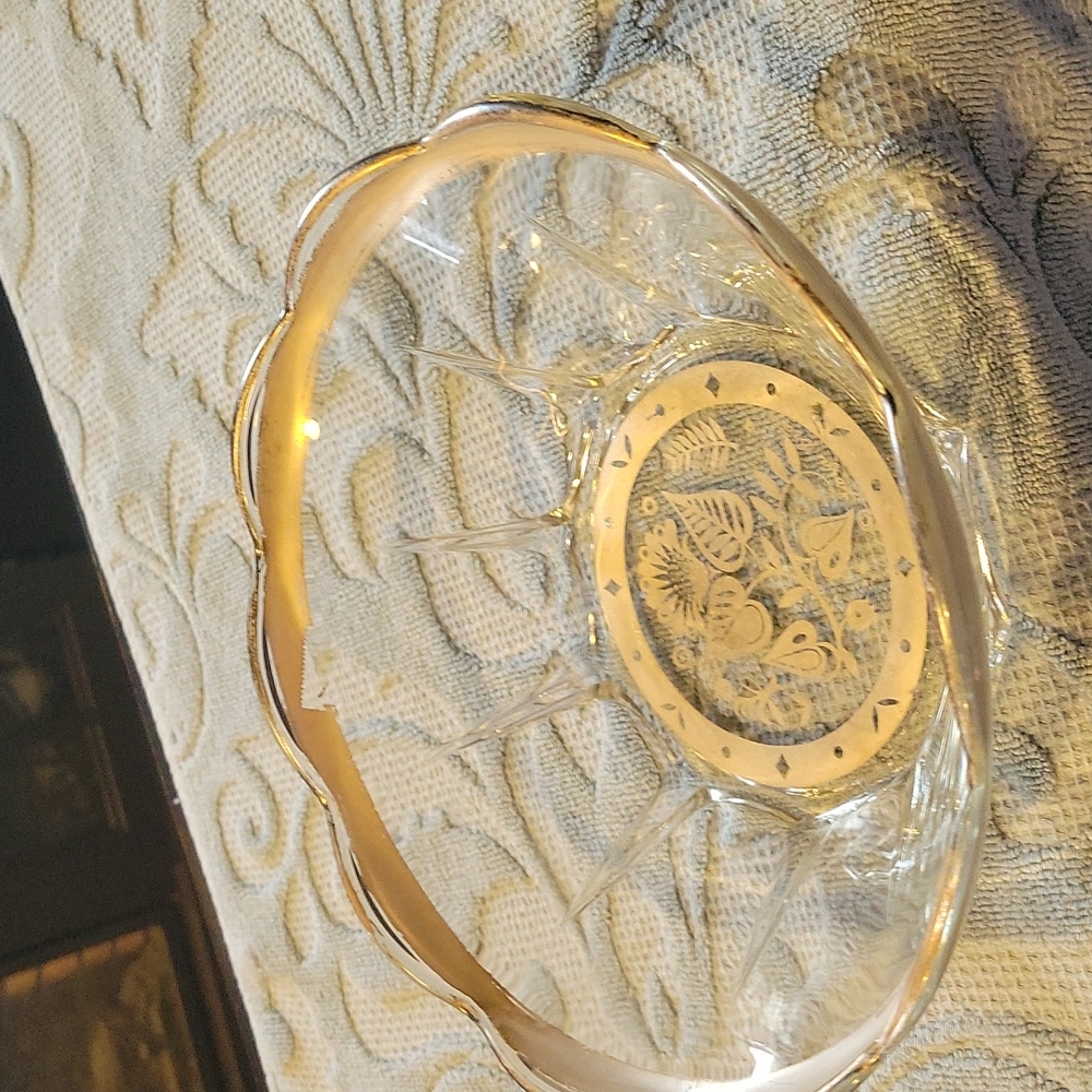 5 For 25.00/Georges Bricard glass,Silverplate Floral Bowl